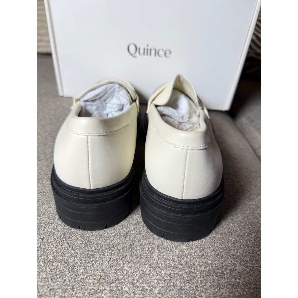 Quince Italian Leather Lug Sole Loafer Bone Cream Off White Womens 7 NEW - Picture 4 of 7